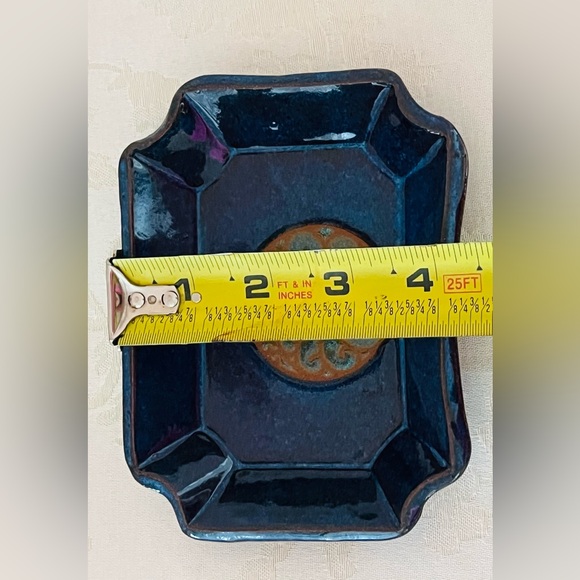 AppalachianSigned Studio Pottery Handmade Cobalt Blue Stoneware Trinket Tray - Picture 8 of 9